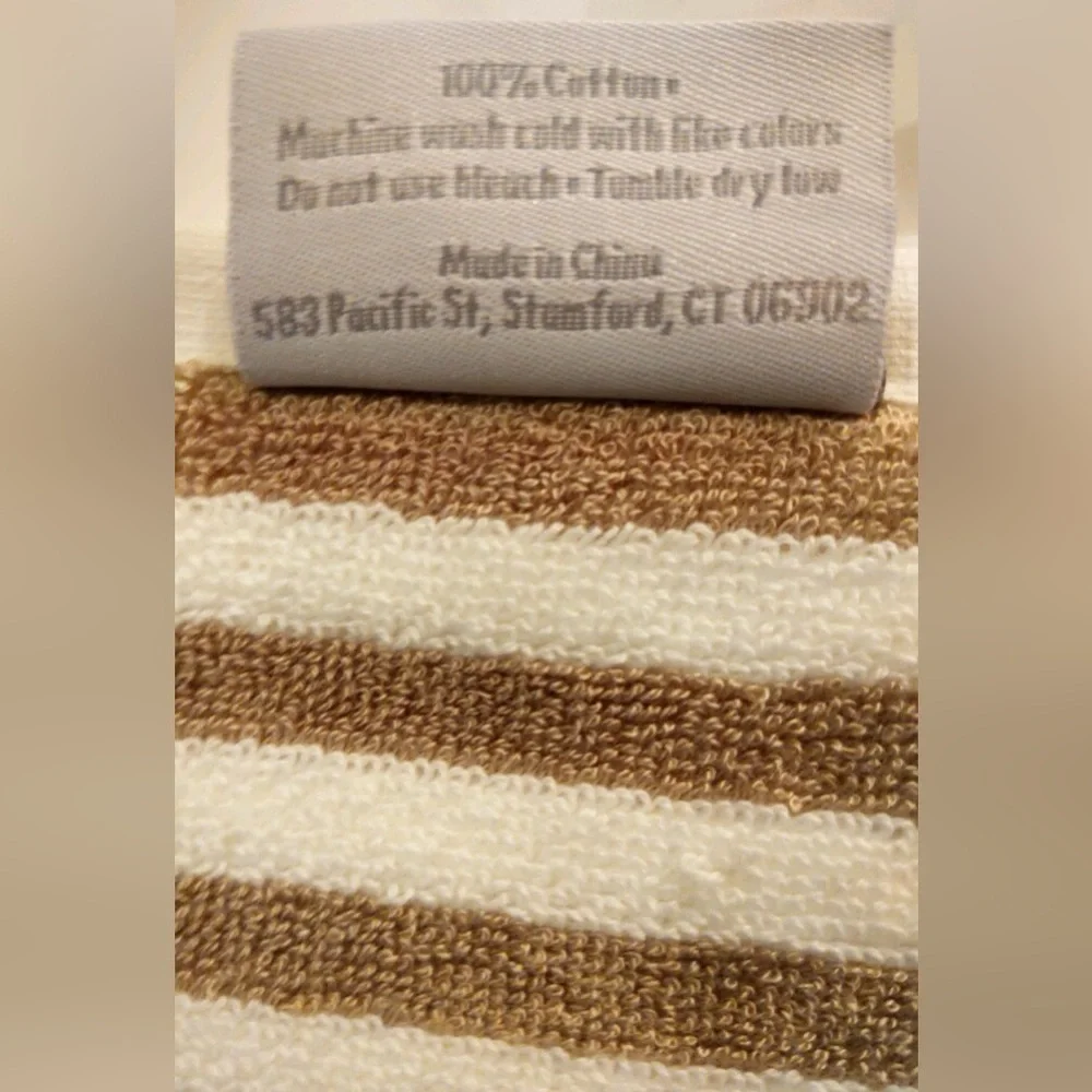 💥2pc CARO HOME 100% Cotton Stripe Bath Towels - Cream/Gold